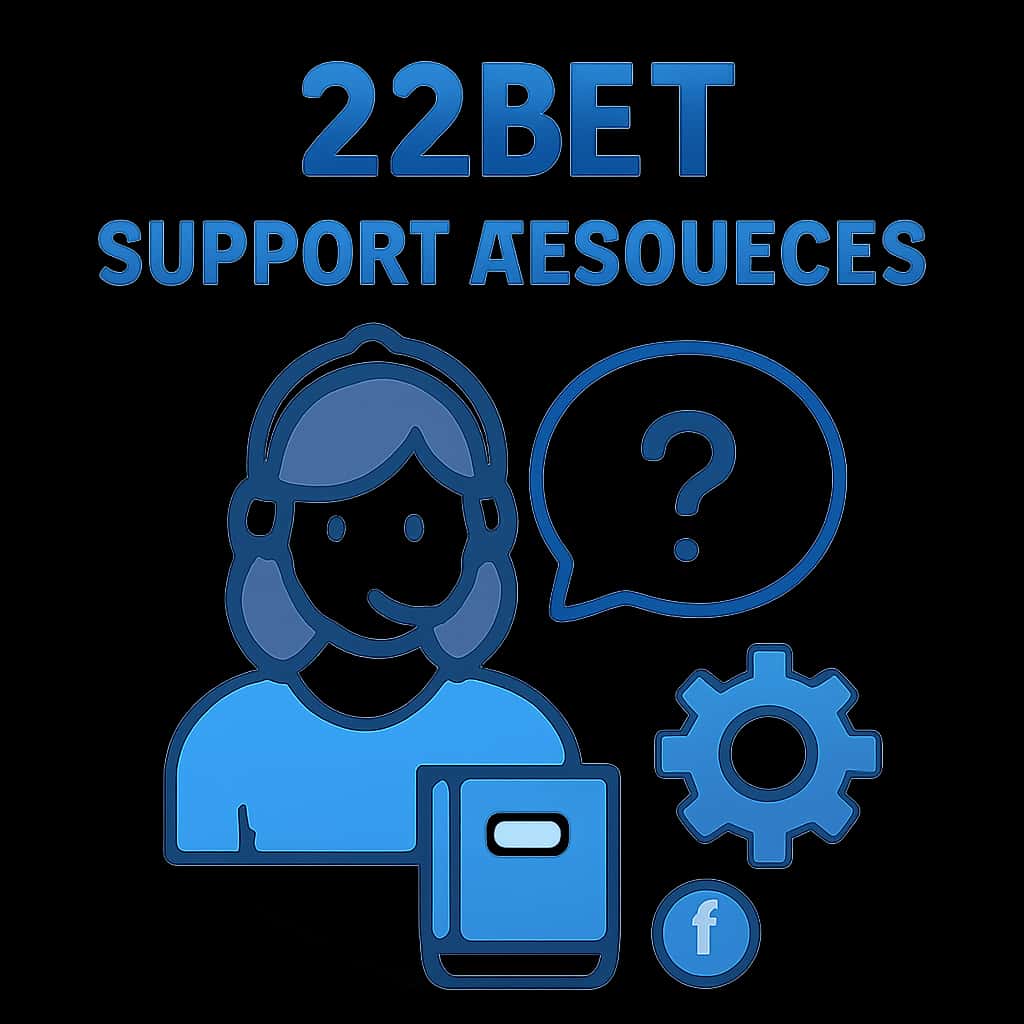 An educational diagram detailing the support resources for 22bet.