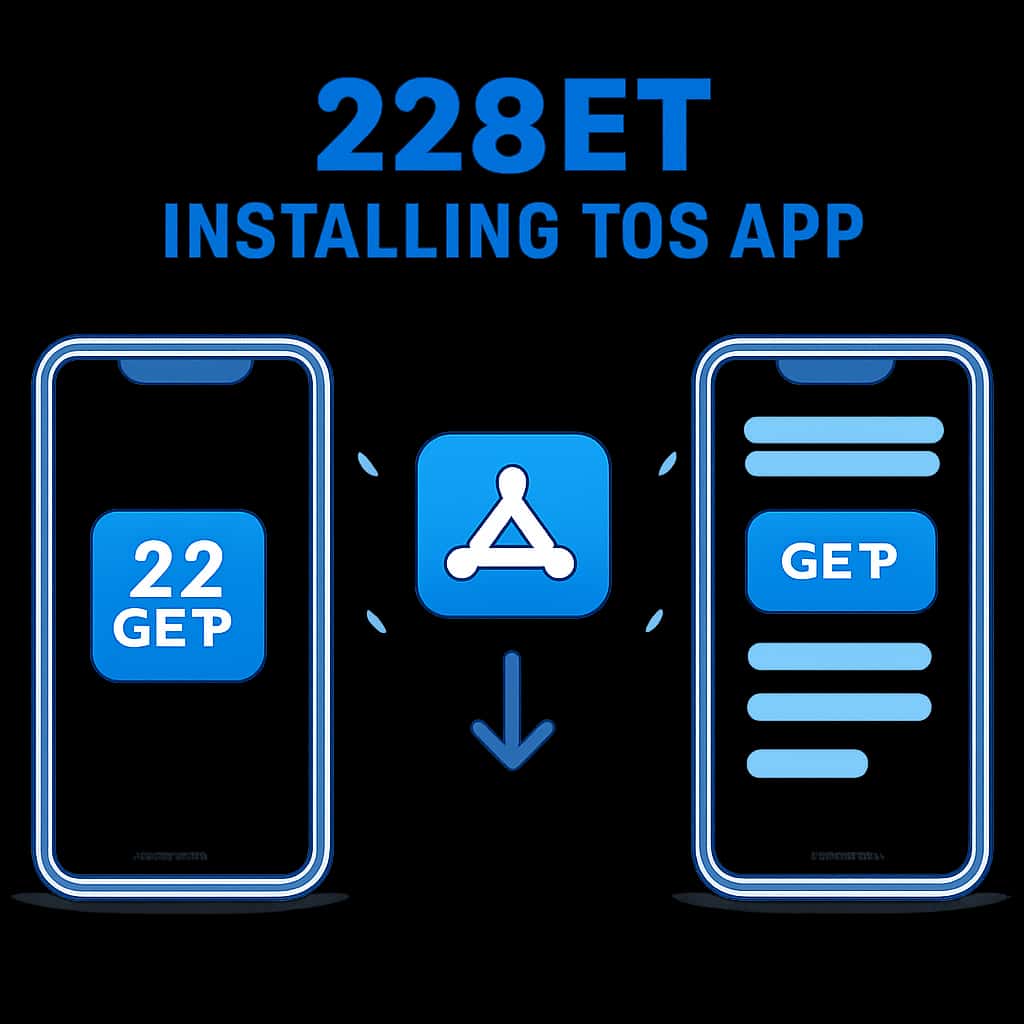 Diagram explaining the Installation process of 22bet iOS App.